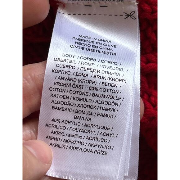 Lauren Ralph Lauren Deep RED Cableknight Sweater - Picture 4 of 6